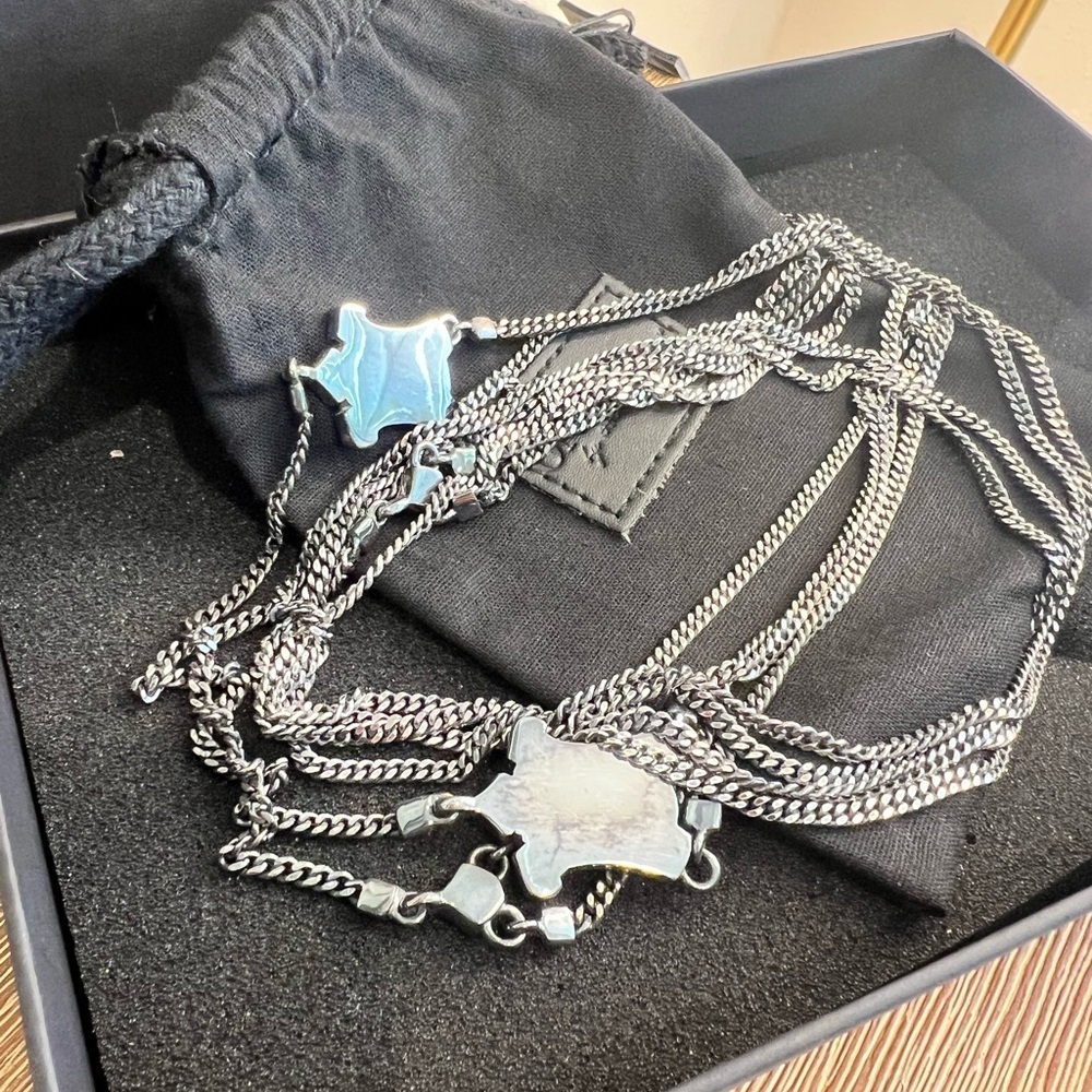 nib ONE TEASPOON Long Draped 30 inch Chain Stackable Necklace in Vintage Silver - Picture 6 of 6